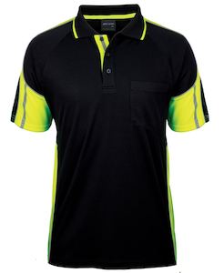 JB's S/S STREET PANEL POLO BLACK/LIME