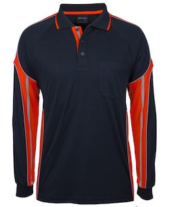 JB's L/S STREET PANEL POLO NAVY/ORANGE