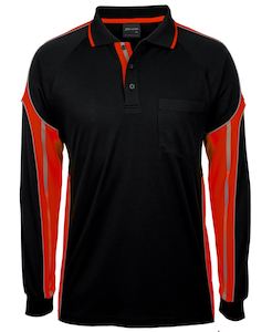 JB's L/S STREET PANEL POLO BLACK/ORANGE