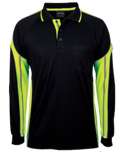 JB's L/S STREET PANEL POLO BLACK/LIME