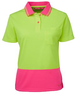 JB's LADIES HV S/S COMFORT POLO LIME/NVY