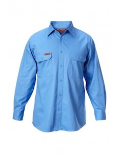 Foundations - Long Sleeve Open Front Cotton Drill Work Shirt