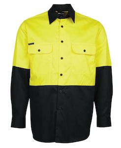 JB's HV L/S 150G SHIRT YELLOW/CHARCOAL