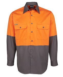 JB's HV L/S 150G SHIRT ORANGE/NAVY