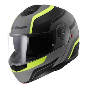 Ls2 Helmets: LS2 FF908 Strobe II Monza Flip Front Helmets - Matte Black / Hi-Vis Yellow 06