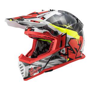 Ls2 Helmets: LS2 MX437J Fast Evo Crusher Mini Helmet - Black / Grey / Red