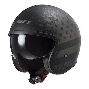 LS2 OF599 Spitfire II Flag Helmet - Matte Black 06