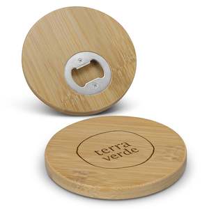 Drink Accessories: Bamboo Bottle Opener Coaster - Round