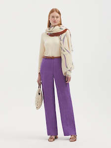 Womens Pants 1: Nice Things - Wide Leg Linen Purple Trousers