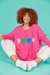 Haven - Boden Heart Cotton Jumper - Azalea, Cloud, Midnight