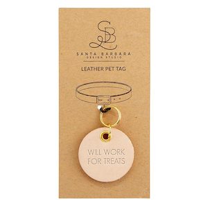 Leather Pet Tag - Will Work For Treats