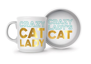 Gift Ideas For Petlovers: Crazy Cat Lady - Mug & Pet Bowl Set