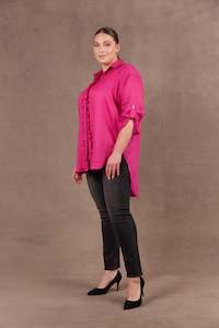 Eb Ive Womens Clothing: Eb&Ive Nama Frill Shirt - Ebony, Magenta