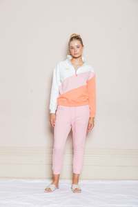 Bande Studio- Kylie Diagonal Quarter Zip Sweat Pink/Peach