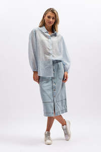 We Are The Others: We Are The Others - Sheer Stripe Shirt Blue