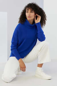 Mia Fratino - Ribbed Roll Neck Blue