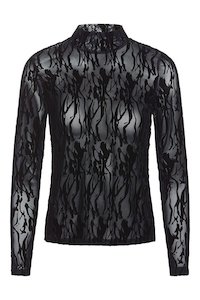 Rue De Femme: Rue de Femme - Mesh Roll Neck New Black