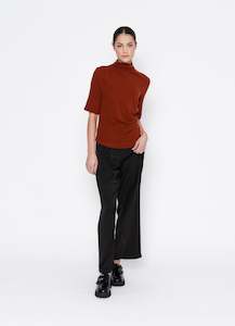 High Neck Pleated Tee