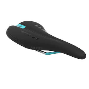 Sporting equipment: WTB Yeti Black/Turq Saddle