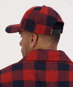 Clothing And Hats: Swanndri Wool Baseball Cap - Burnt Merlot Check