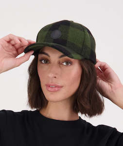 Clothing And Hats: Swanndri Wool Baseball Cap - Olive/Black Check