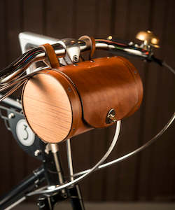 Walnut Handlebar Leather Barrel Bag - Honey