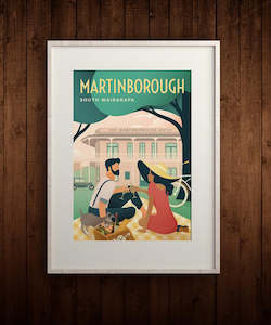 Limited Edition Art Print: PICNIC IN THE SQUARE - Martinborough - Blackwell Press Exclusive