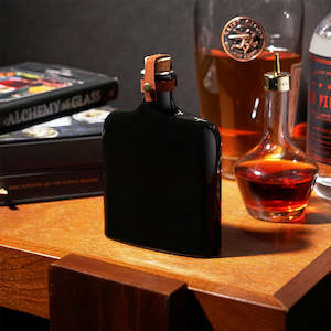 Homeware: Viski Irving Nautilus Ceramic Flask in Black