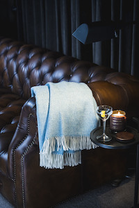 Blankets And Throws: Throw Blanket - Bronte by Moon  - Aqua Herringbone