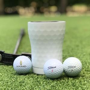 Insulated Cup 355ml / 12oz - Hammered White / Dimpled Golf