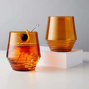 Viski Amber Deco Cocktail Glasses - Set of 2