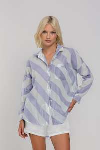 Defiant Shirt -  Blueberry Bliss/Ivory Diagonal Stripe