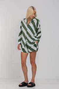 Holiday Collection: Luca Short -  Dried Mint/Ivory Diagonal Stripe