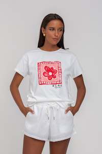 Say So Tee -  White with Pink/Red Peppa Hart Flower