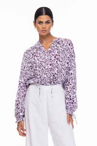 Betty Blouse - Purple/White Print