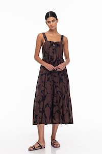 S25/50697 Kiss Me Again Dress - Black/Chocolate Floral Print