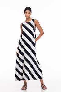 Finally Here Dress - Black/White Diagonal Stripe