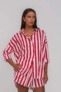 The Workwear Edit: Defiant Shirt -  Red/White Bold Stripe