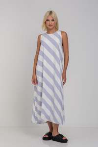 The Workwear Edit: Finally Here Dress -  Blueberry Bliss/Ivory Diagonal Stripe