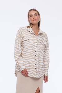 Run Wild Jacket - Ivory/Camel Zebra Print