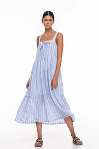 Kiss Me Again Dress - White/Blue Stripe