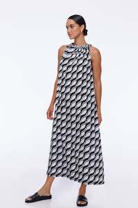 48 Hour Flash Sale: Glamour Dress -  Black/White Large Geometric Print