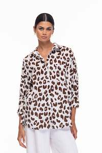 Defiant Shirt - Exclusive Ivory/Chocolate Leopard Print