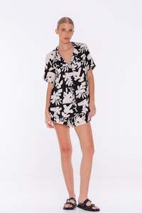 Now 49: Ally Short - Black with Natural Flower Print