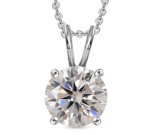 2 Carat Moissanite Solitaire Pendant with Chain in Platinum Overlay Sterling Sil…