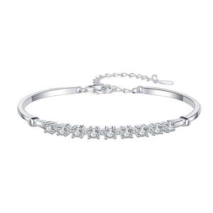 Discover the Brilliance of our 1 Carat Moissanite Bangle Bracelet in Platinum Overlay Silver