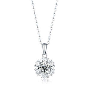 Elegant 1 Carat Radiant Cut Moissanite Embraced by Six Stones Pendant with Chain…