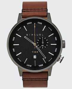 Clothing: RIP CURL DETROIT ANALOGUE LEATHER TIDE WATCH