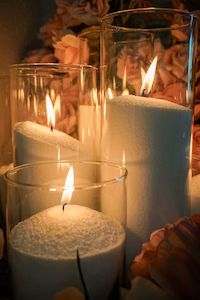 Magic sand wax cylinder glass vases - comes with candle wick