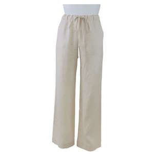 WIDE LEG LINEN PANTS -Soft Cream